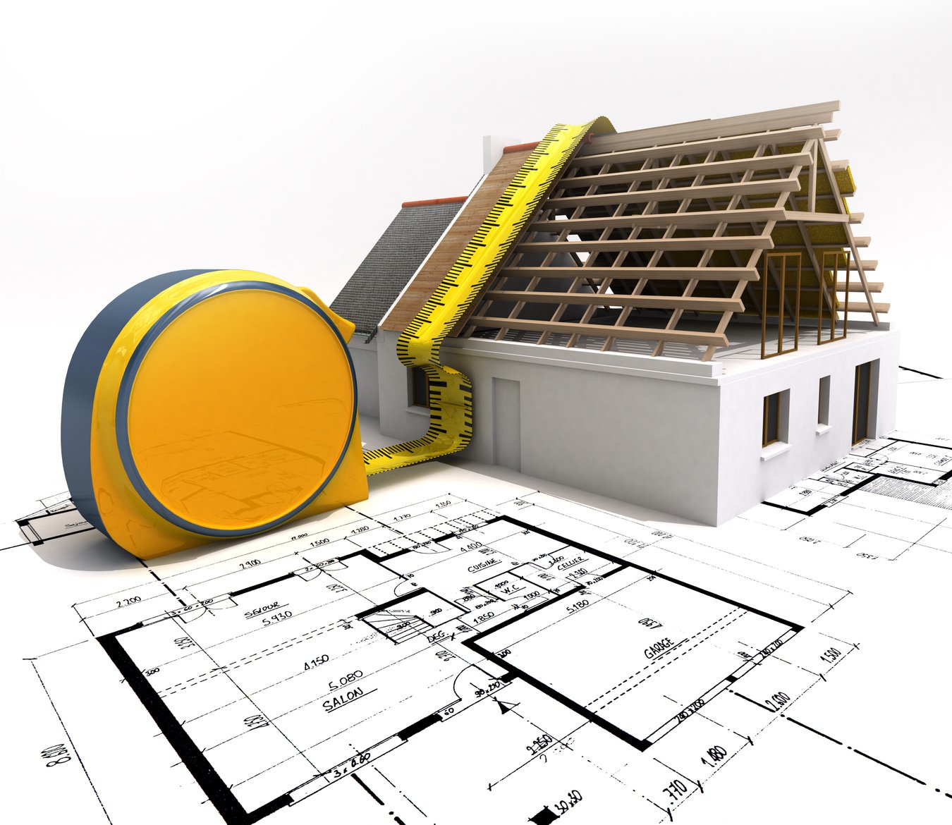 Measuring a house construction plan